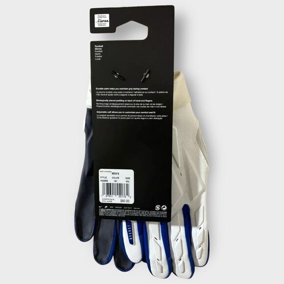 Nike Jordan D-Tack 7.0 White/Signal Blue Football Gloves HQ5969-161 Size 2XL New - Picture 4 of 6